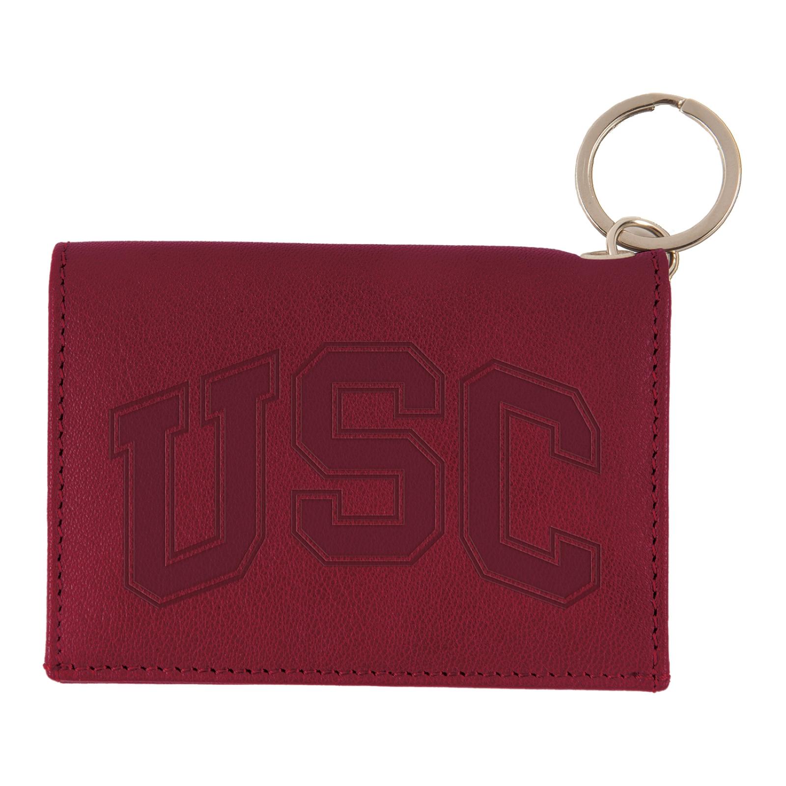 USC Arch Leather Snap ID Holder Cardinal by Jardine image01
